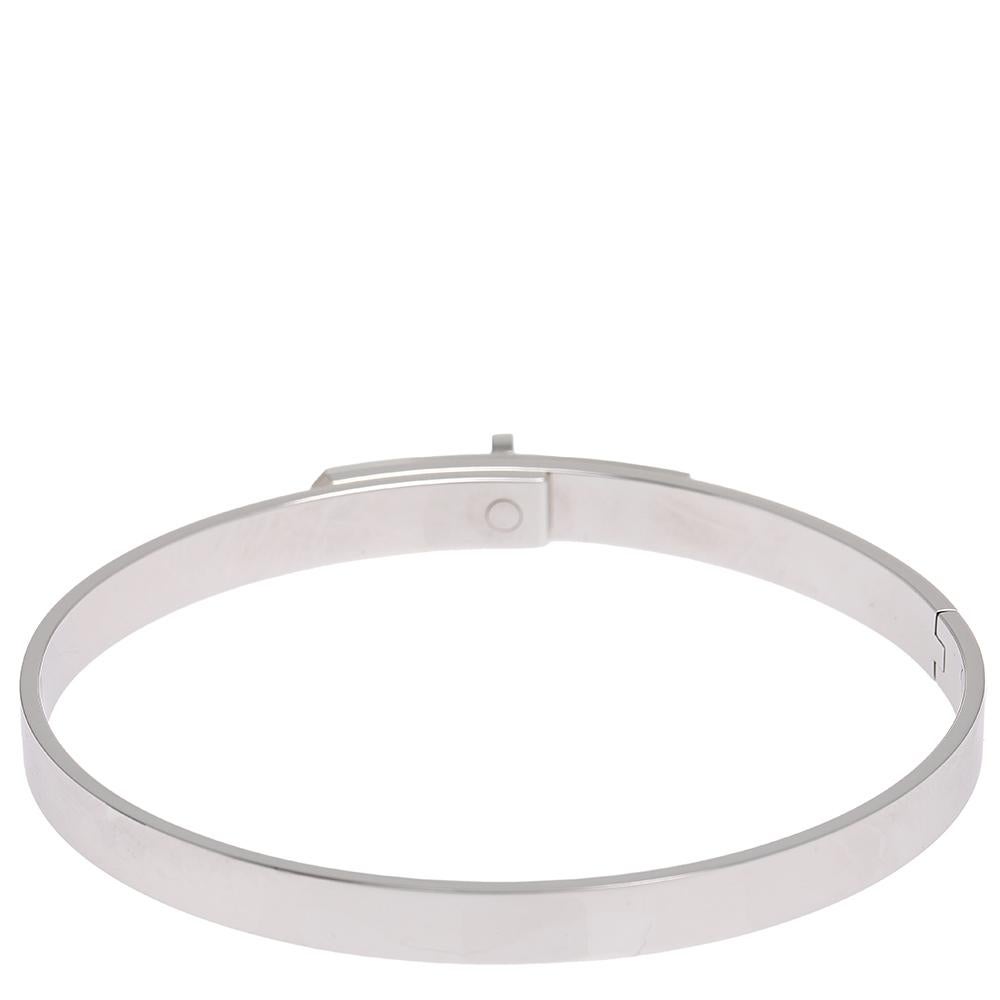 Contemporary Hermes Kelly Diamond 18k White Gold Cuff Bracelet LG