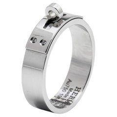 Hermes Kelly Diamond 18k White Gold Small Model Ring Size 52