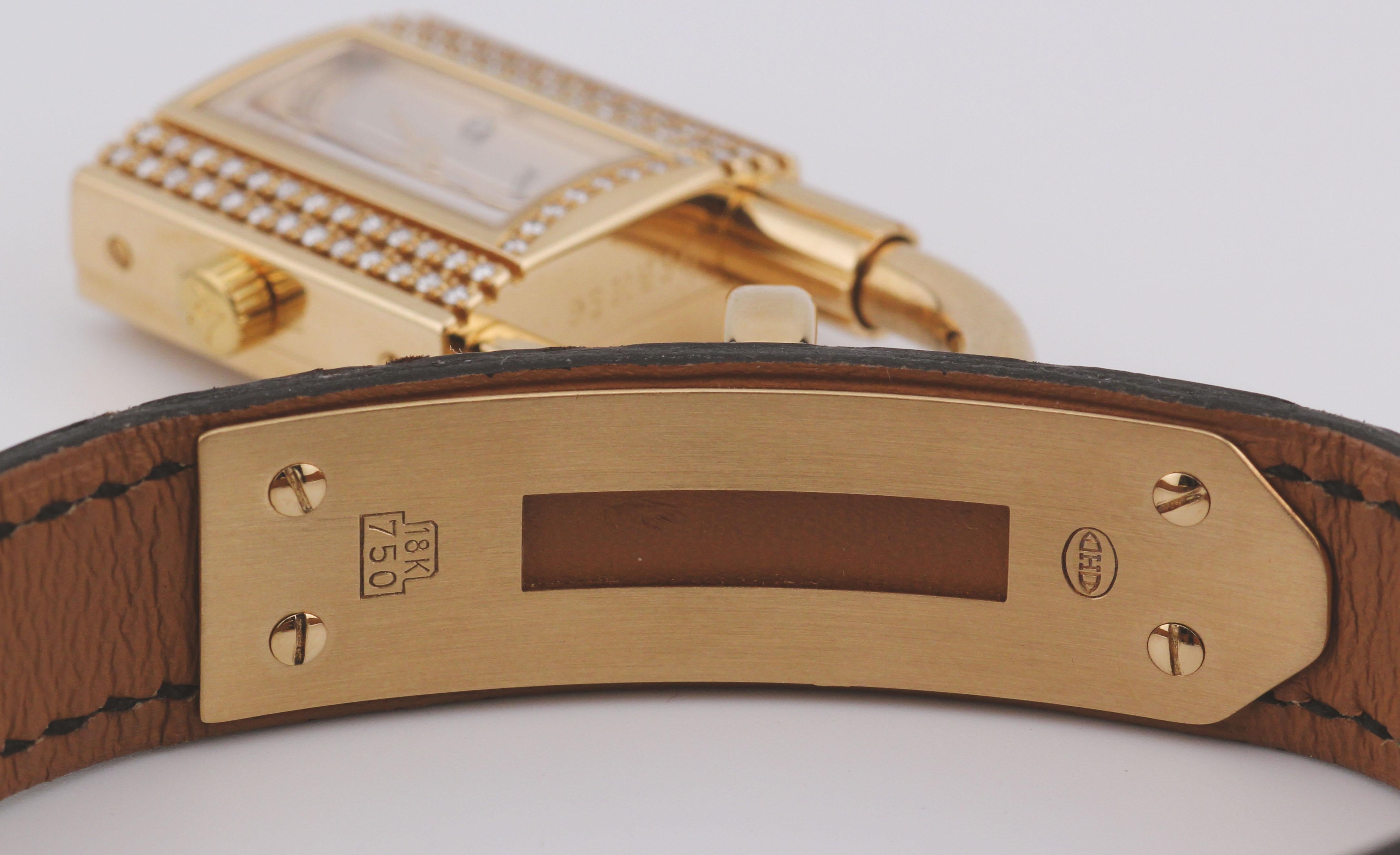 Hermes Kelly Diamond 18K Yellow Gold Wristwatch 5