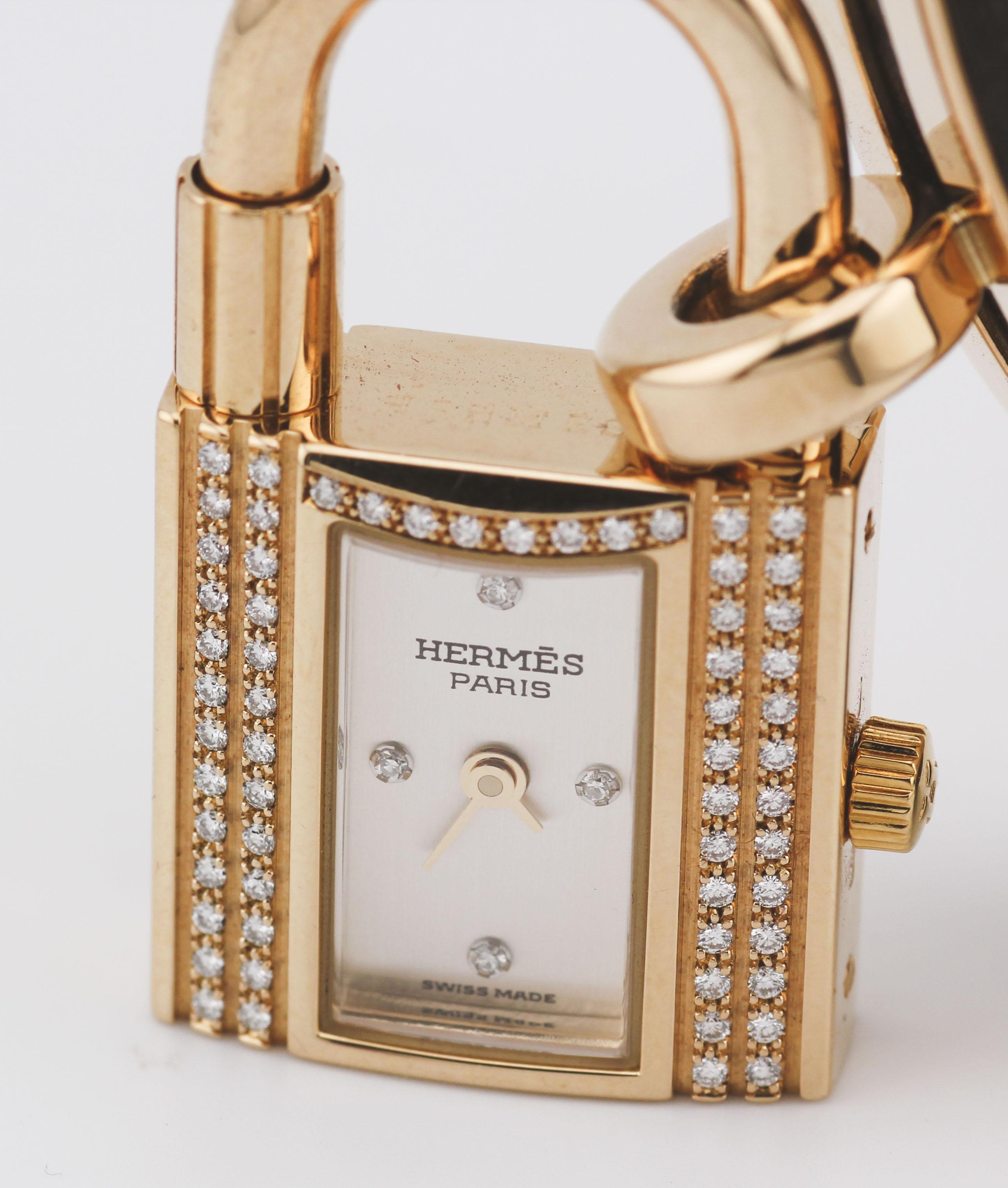 Hermes Kelly Diamond 18K Yellow Gold Wristwatch 9