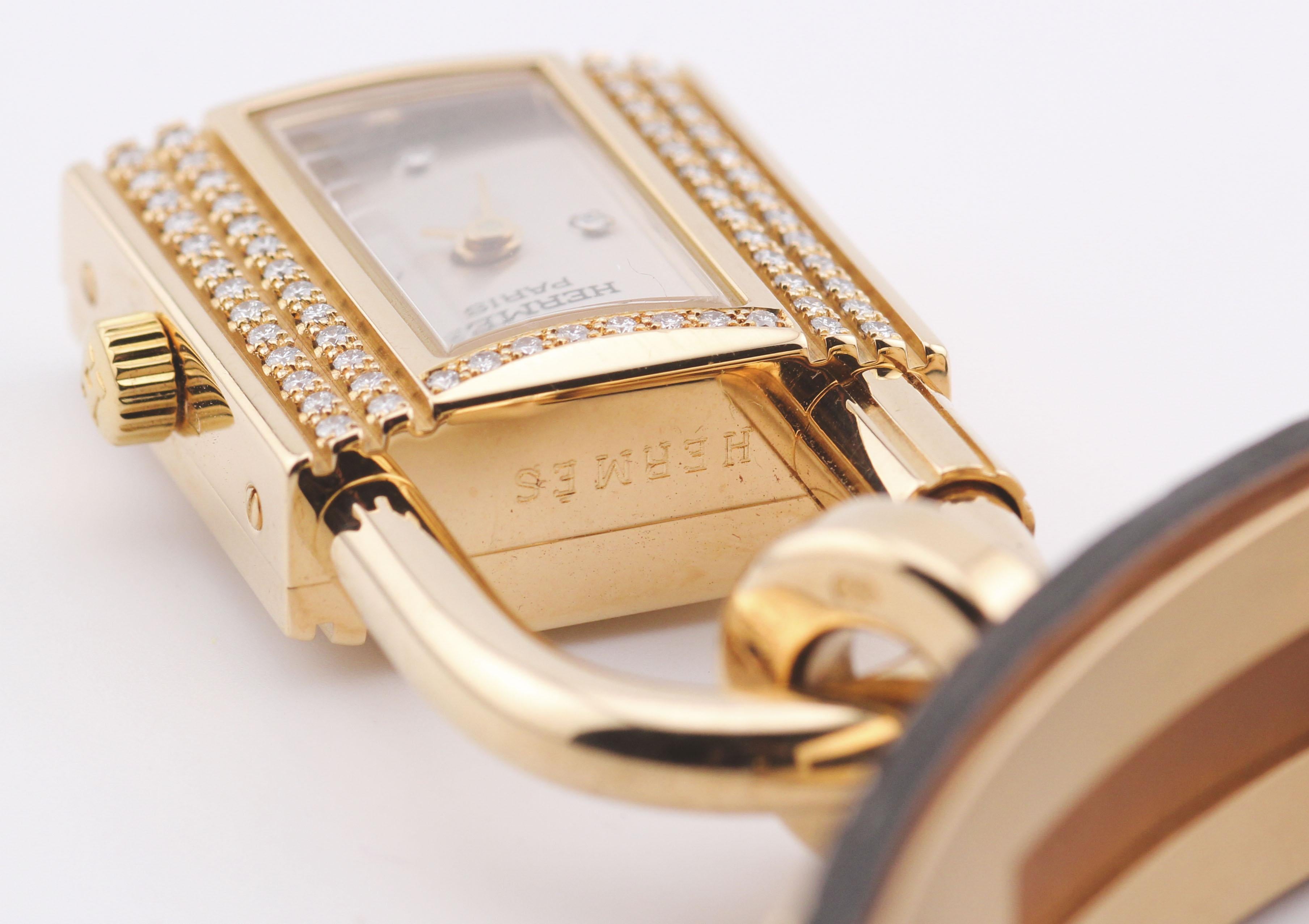 Hermes Kelly Diamond 18K Yellow Gold Wristwatch 3
