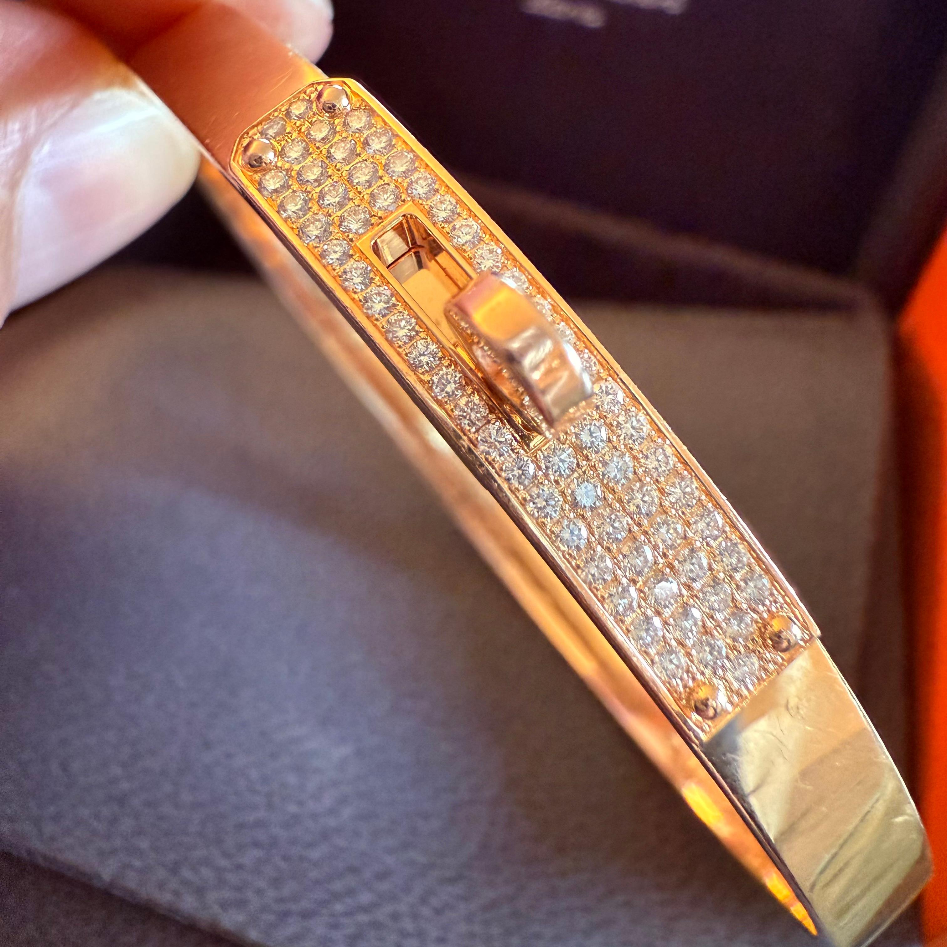 Women's or Men's Hermes Kelly Diamond And Yellow Gold Bracelet