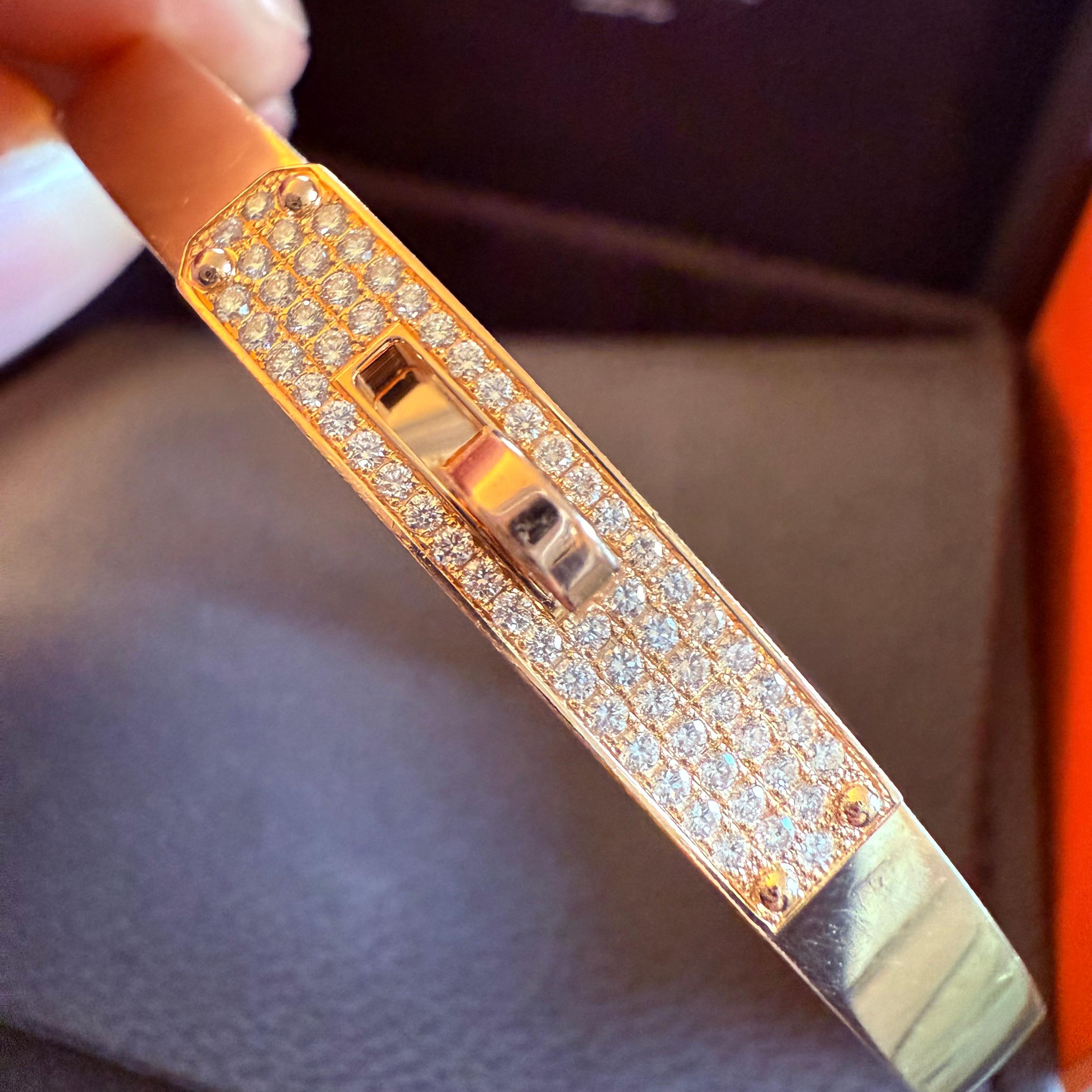 Hermes Kelly Diamond And Yellow Gold Bracelet 2