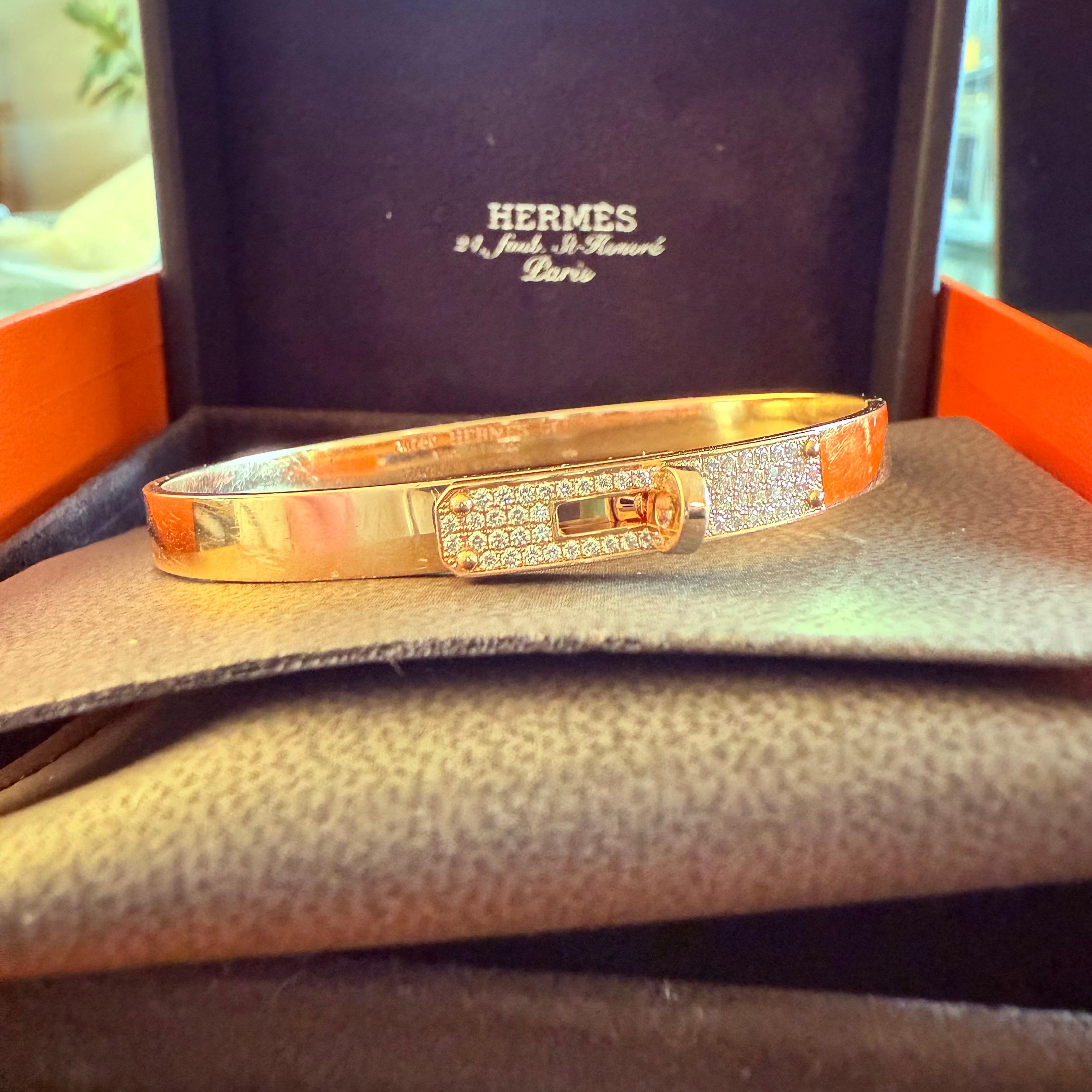 Hermes Kelly Diamond And Yellow Gold Bracelet 4