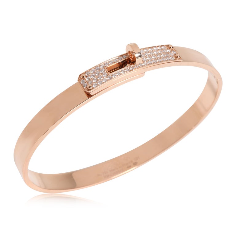 Hermes Clic H Diamond Bangle Bracelet in 18k Rose Gold – Nally Jewels