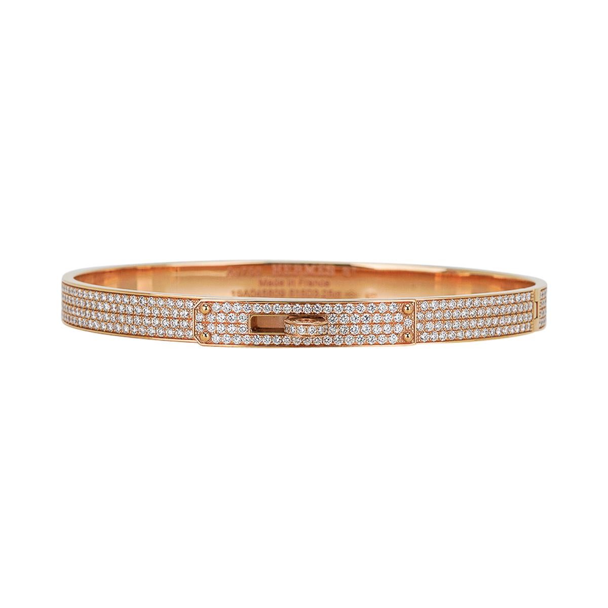 Hermes Kelly Bracelet Diamant Petit Modèle Or Blanc 18k SH en vente 3