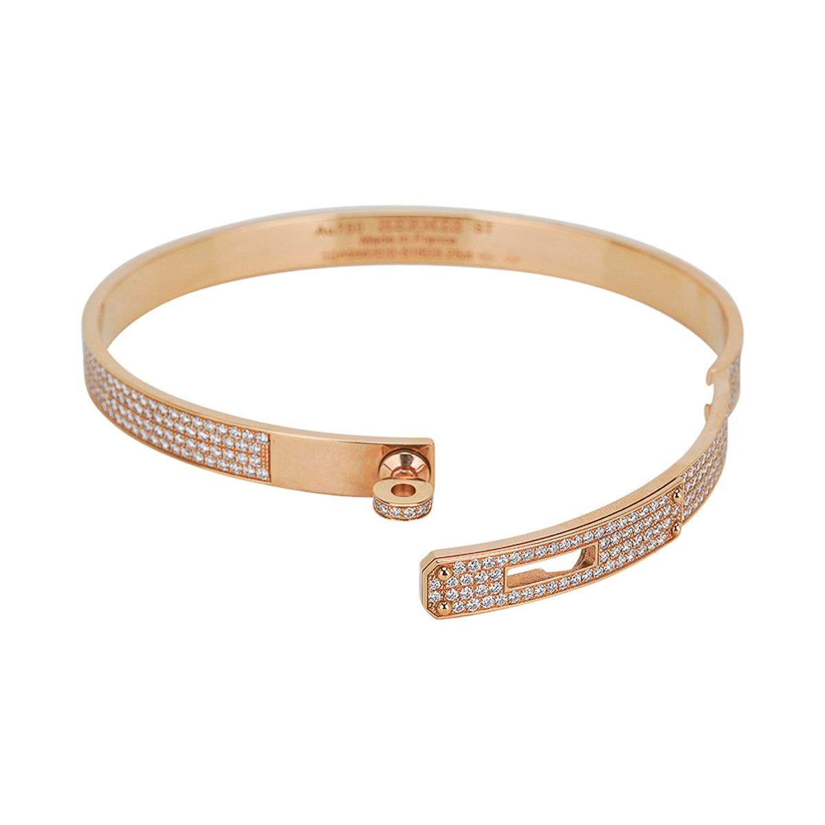 Hermes Kelly Diamond Bracelet Small Model 18k White Gold SH For Sale 4