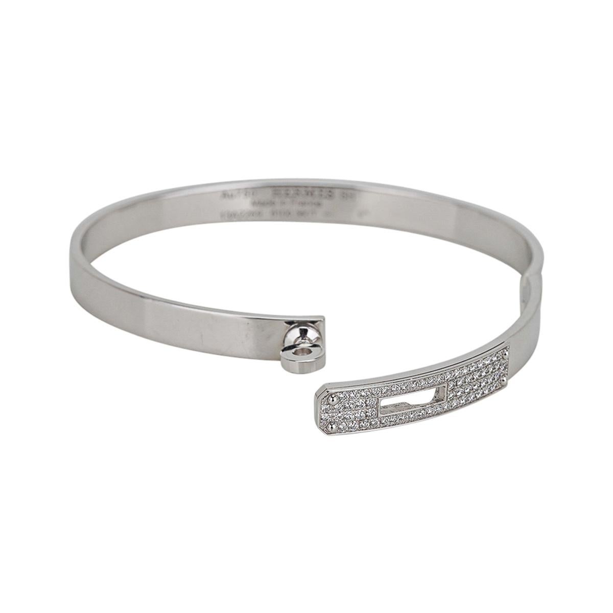 Taille brillant Hermes Kelly Bracelet Diamant Petit Modèle Or Blanc 18k SH en vente