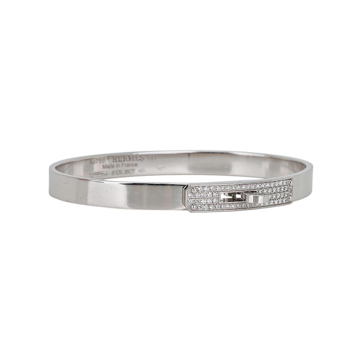 Hermes Kelly Bracelet Diamant Petit Modèle Or Blanc 18k SH Neuf - En vente à Miami, FL