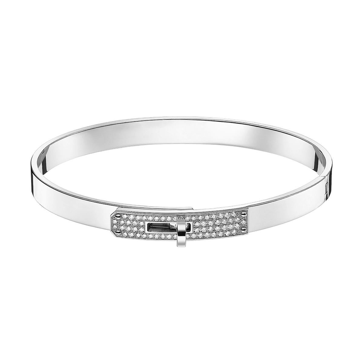 Hermes Kelly Bracelet Diamant Petit Modèle Or Blanc 18k SH en vente 1