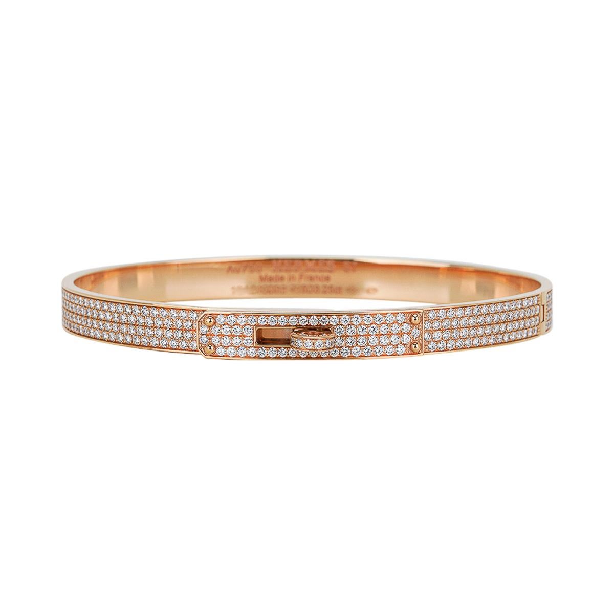 Hermes Kelly Diamant-Armband Kleines Modell 18k Weißgold SH im Angebot 1