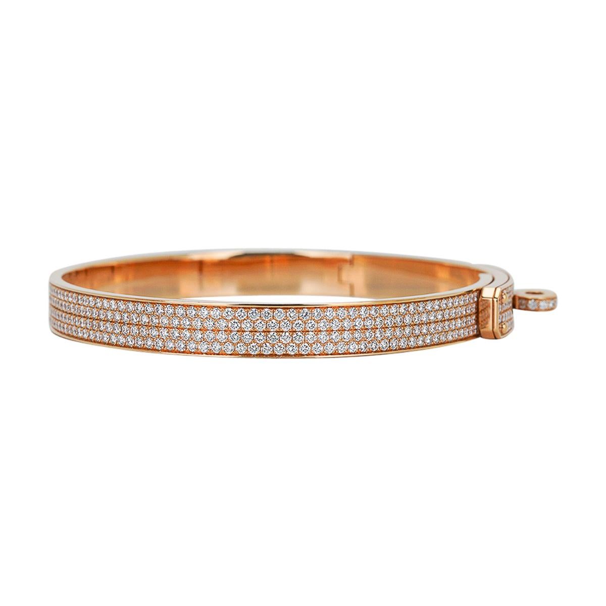 Hermes Kelly Diamond Bracelet Small Model 18k White Gold SH In New Condition For Sale In Miami, FL
