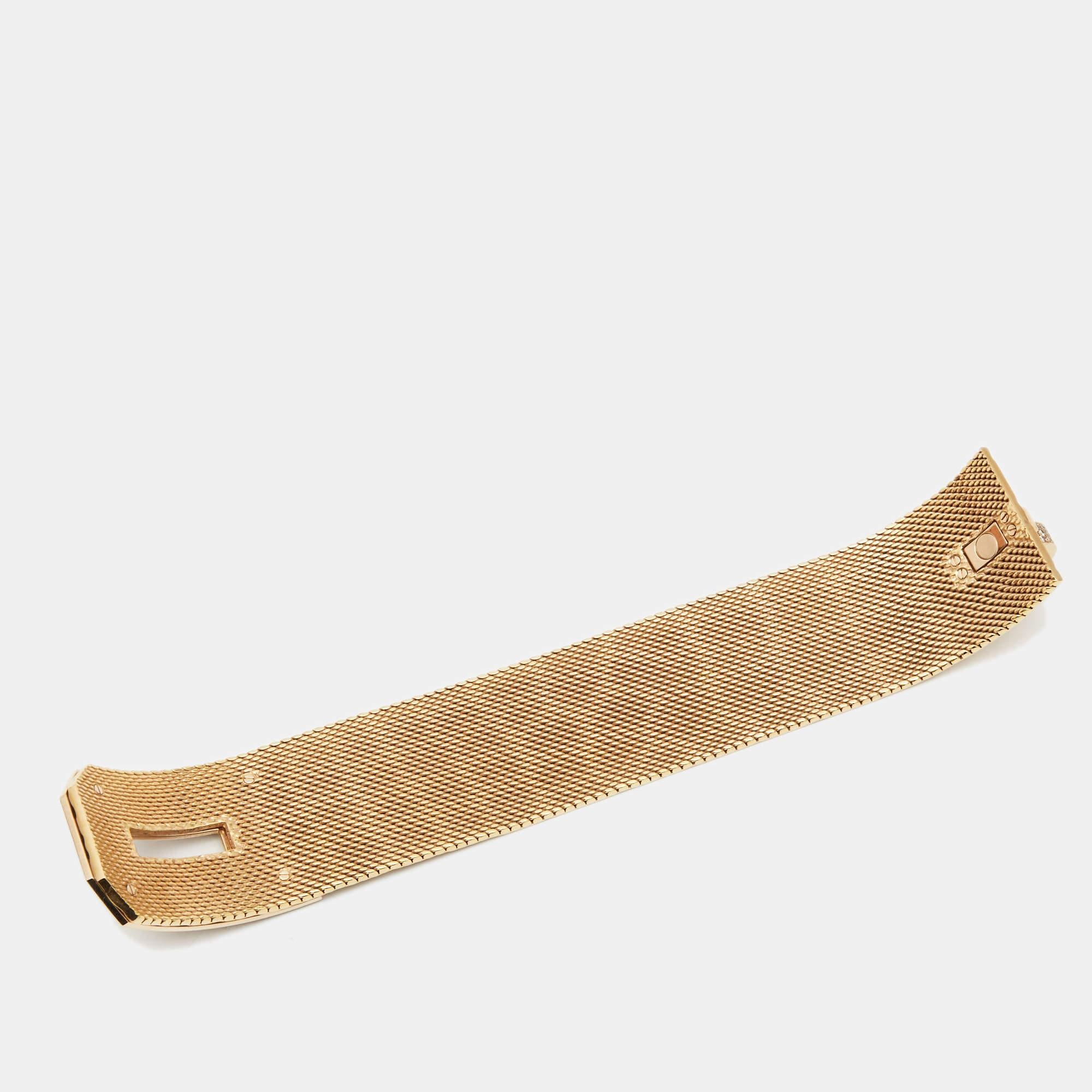 Hermès Kelly Diamonds 18k Gelbgold breites Armband SH Damen