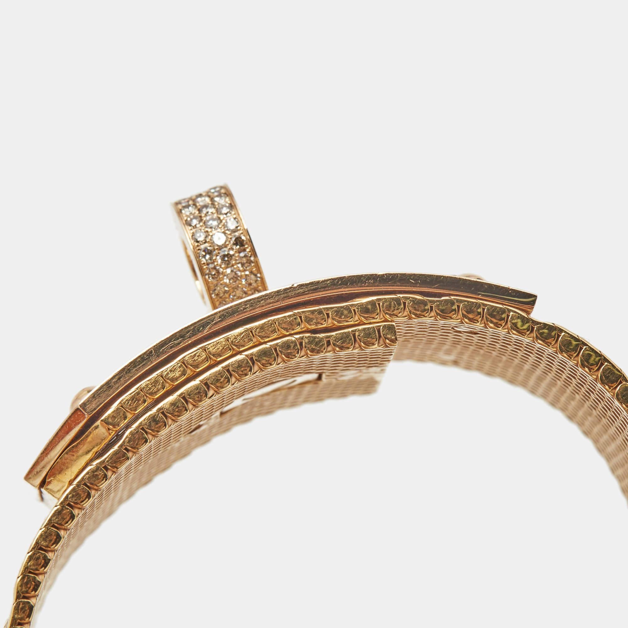 Bracelet large Kelly en or jaune 18 carats et diamants Hermès SH 1