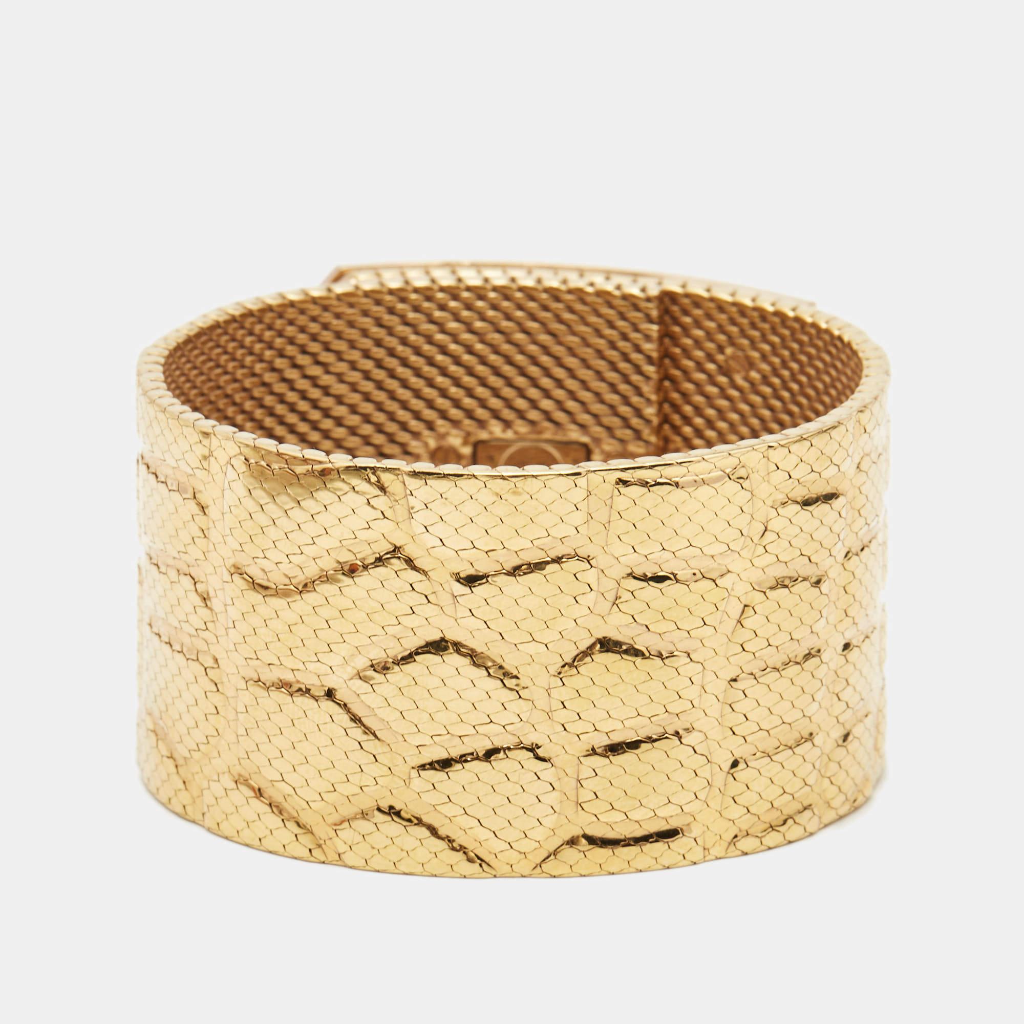 Hermès Kelly Diamonds 18k Gelbgold breites Armband SH 2