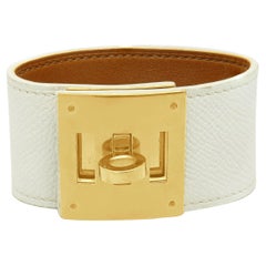 Hermes Kelly Dog Bracelet w/ White Leather Strap