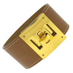 Hermes Kelly Dog Brown Leather Bracelet 