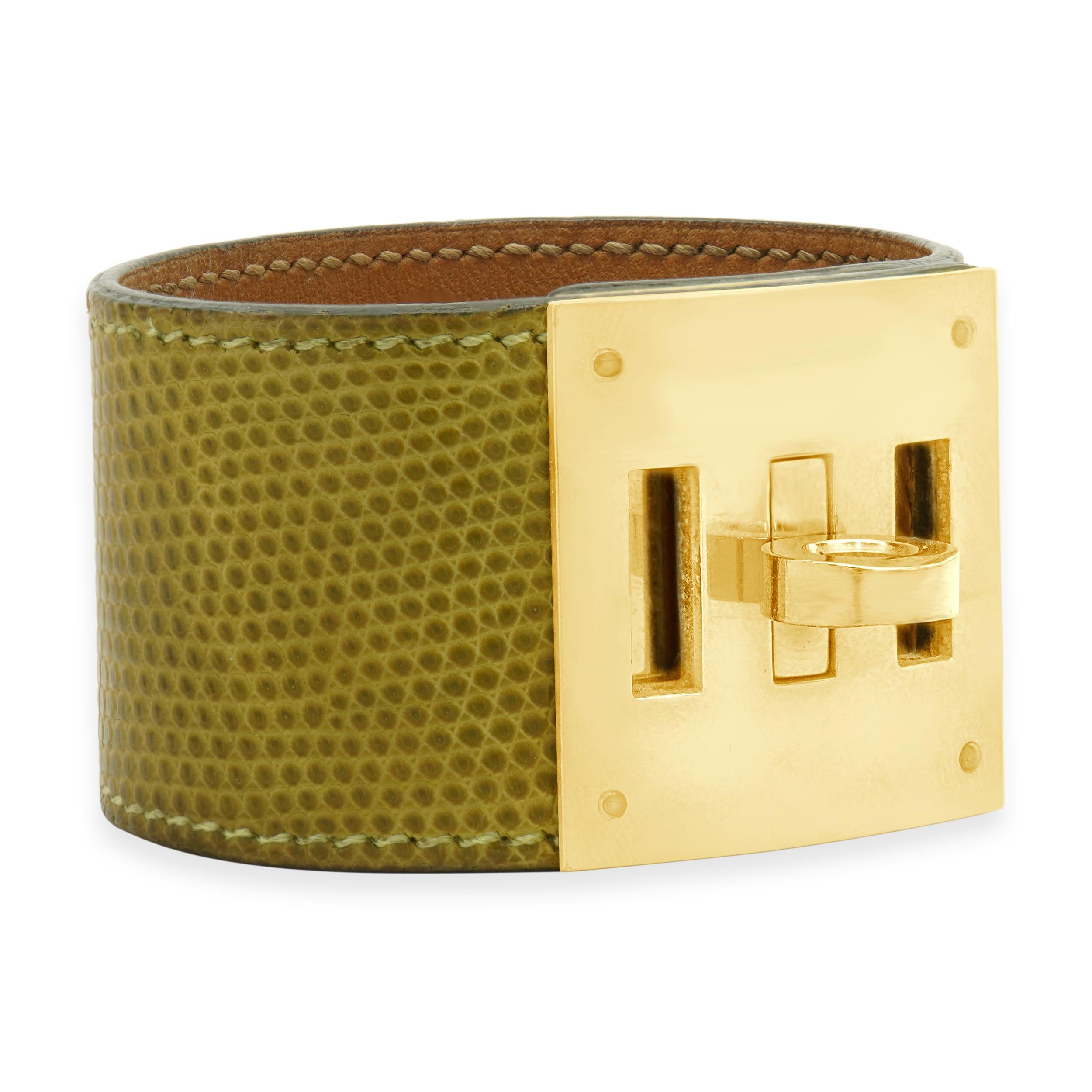 Designer: Hermes
Material: leather / gold plate
Dimensions: bracelet measures 7.5-inches long
Weight: 34.69 grams