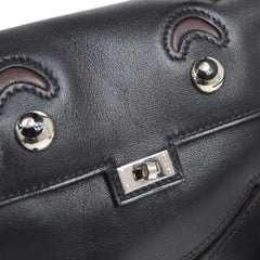 HERMES Kelly Doll Black Veau Gulliver Leather Palladium Hardware Small Mini Bag