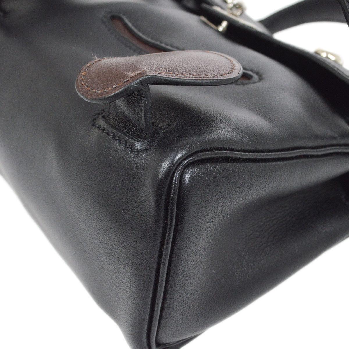 Petit sac mini Kelly Doll Hermès en cuir veau Gulliver noir avec accessoires en palladium Pour femmes en vente