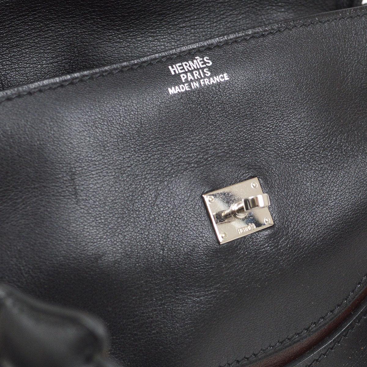 Women's HERMES Kelly Doll Black Veau Gulliver Leather Palladium Hardware Small Mini Bag For Sale