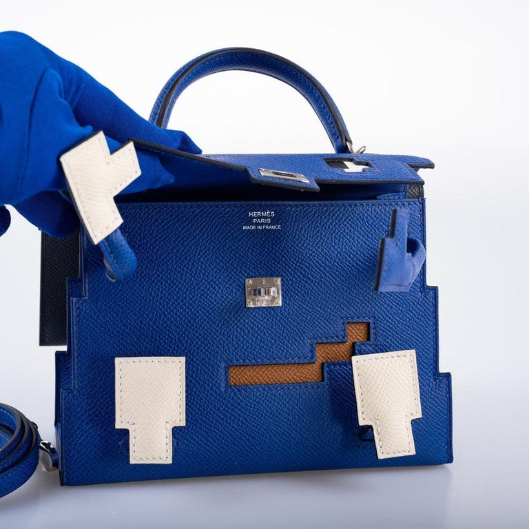 Hermès Kelly Doll Quelle Idole Picto Blue Royale, Nata, Gold Epsom