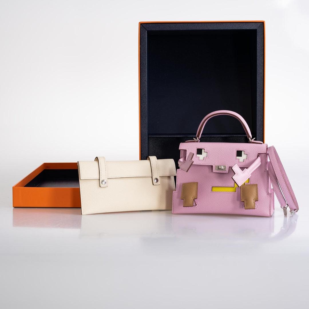 Hermès Kelly Doll Quelle Idole Picto Mauve, Chai, Lime Palladium Hardware en vente 5