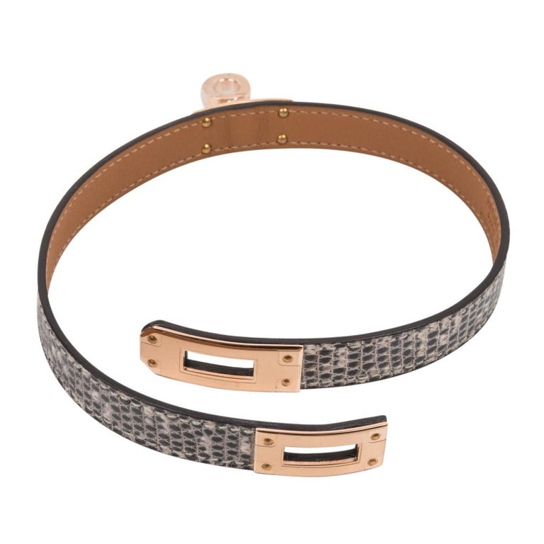 Hermes Lizard Skin Ombre Kelly Dog Cuff Bracelet For Sale at 1stDibs