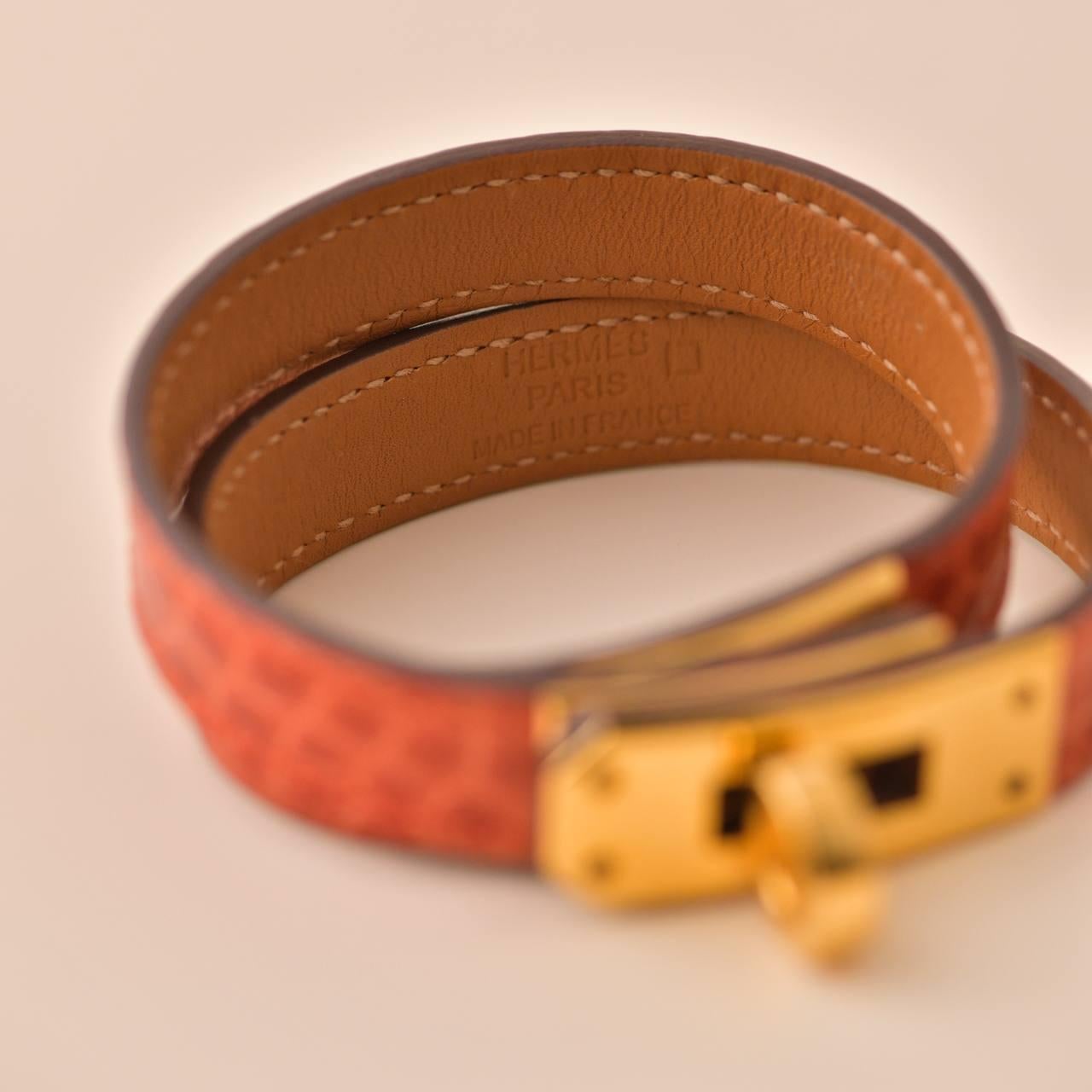 Hermès Kelly Doble vuelta Pulsera de piel de cocodrilo T2 en venta 4