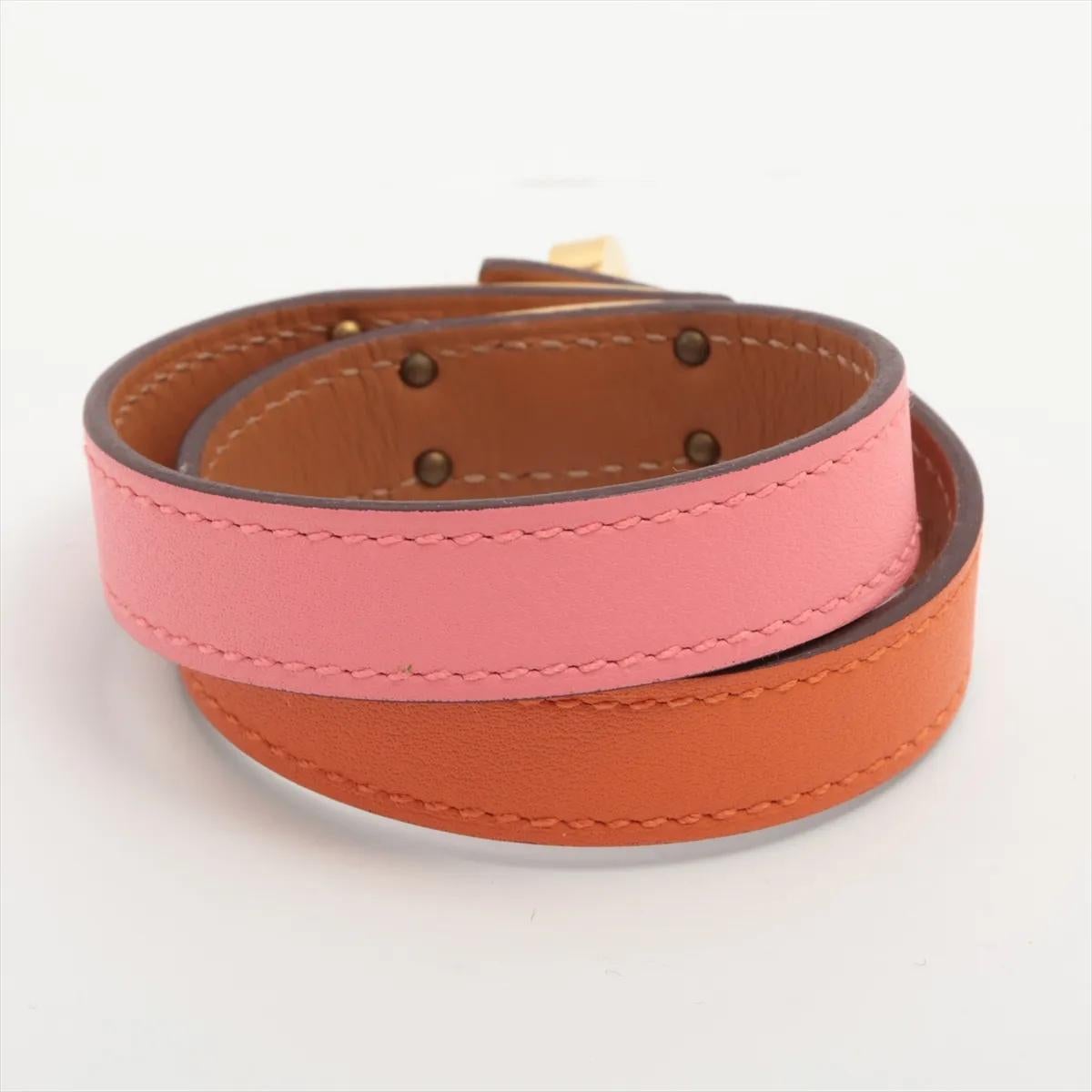Hermès Kelly Double Tour Pulsera Bicolor Rosa Azalee x Naranja en Bueno estado para la venta en Indianapolis, IN