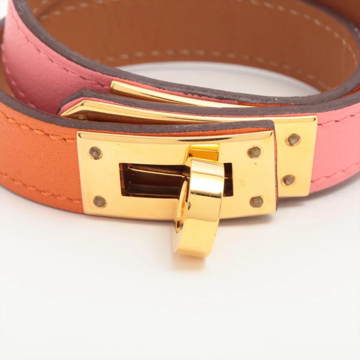 De las mujeres Hermès Kelly Double Tour Pulsera Bicolor Rosa Azalee x Naranja en venta