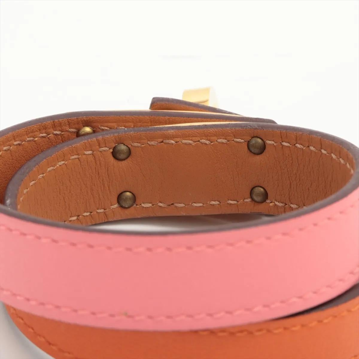 Hermès Kelly Double Tour Pulsera Bicolor Rosa Azalee x Naranja en venta 1