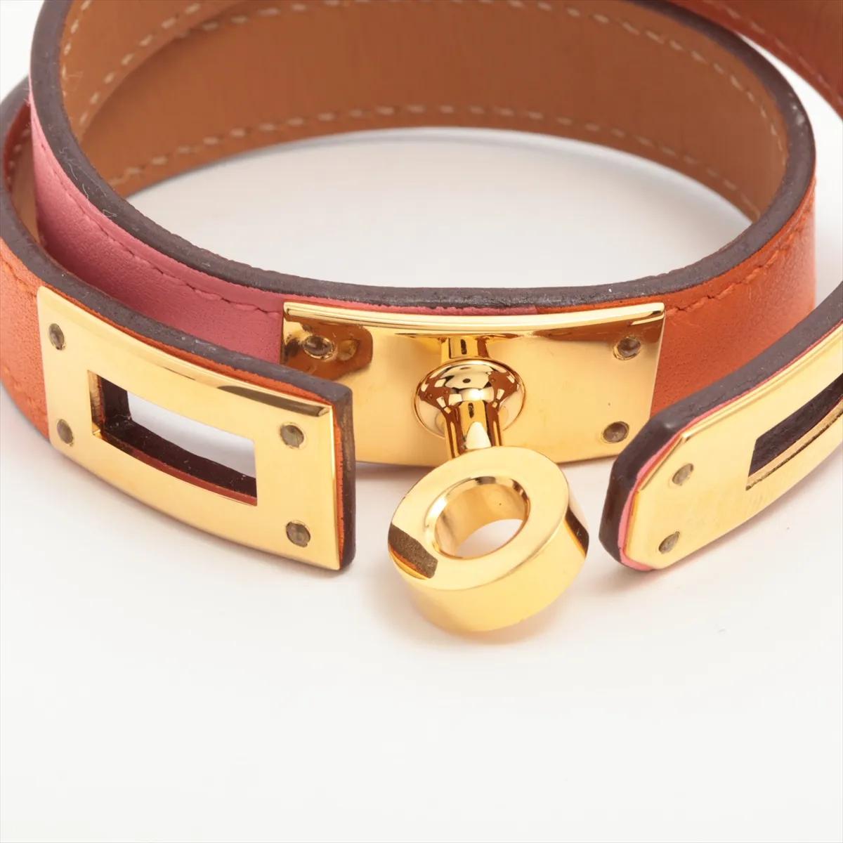 Hermès Kelly Double Tour Pulsera Bicolor Rosa Azalee x Naranja en venta 2