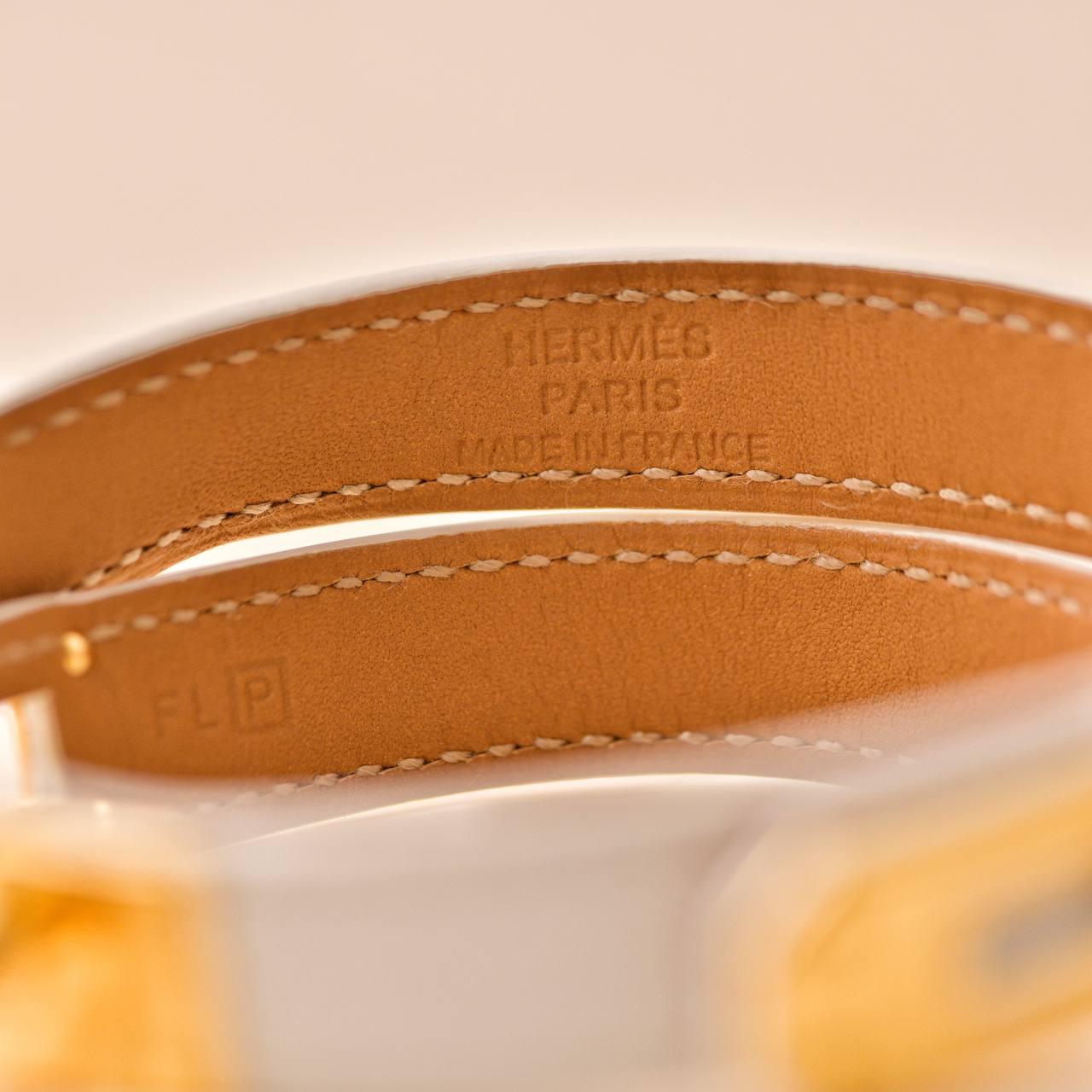 Hermès Kelly Double Tour White Leather Gold Hardware Bracelet T2 3
