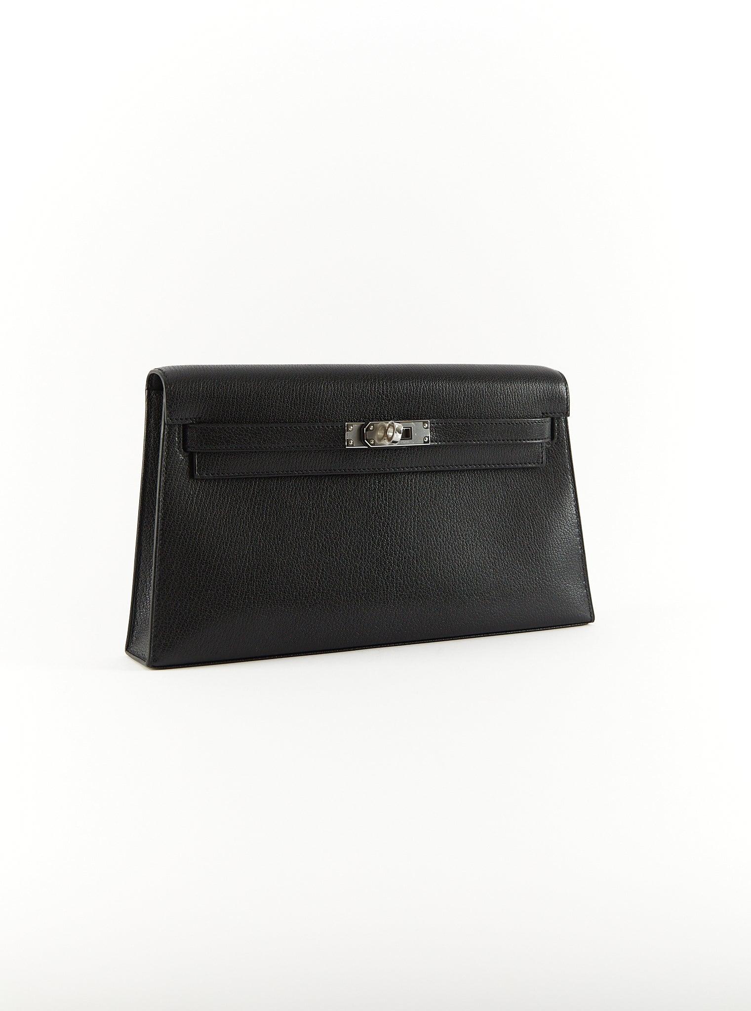 HERMÈS KELLY ELAN BLACK Chevre Chamkilla Leder mit Palladium Hardware im Zustand „Hervorragend“ in London, GB