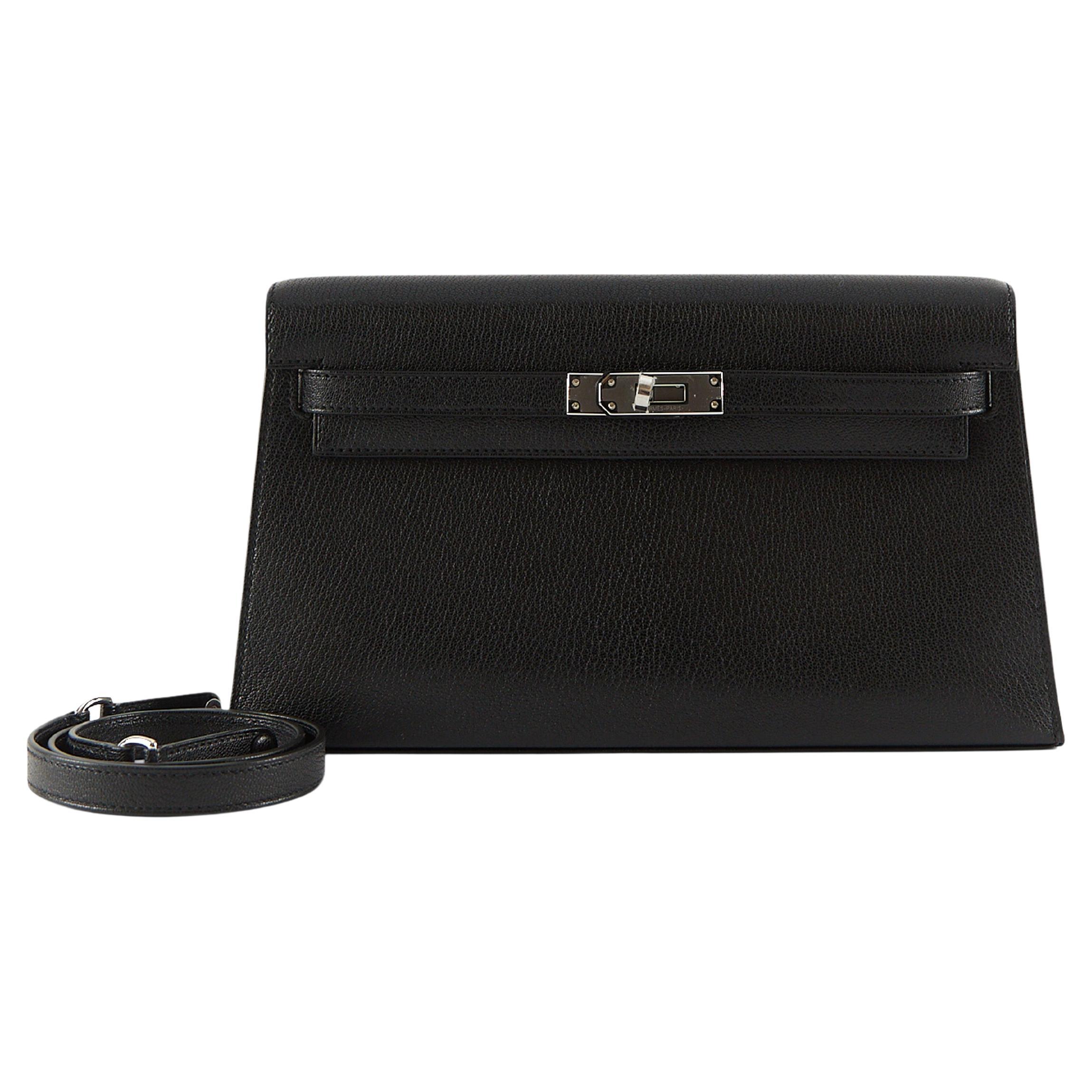 Hermes Kelly 20 Mini Kelly II Sellier Bag Black Chevre Gold Hardware L –  Mightychic