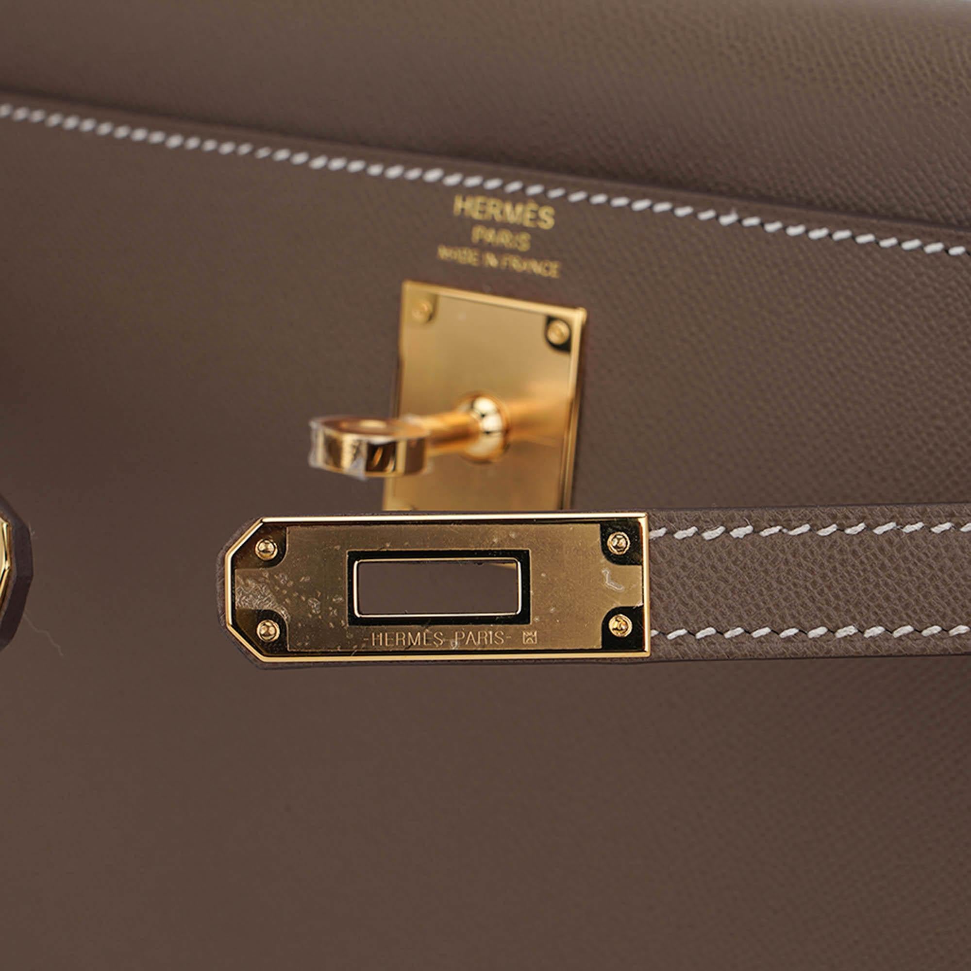 Hermes Kelly Elan Etoupe Veau Madame Leather with Gold Hardware For ...