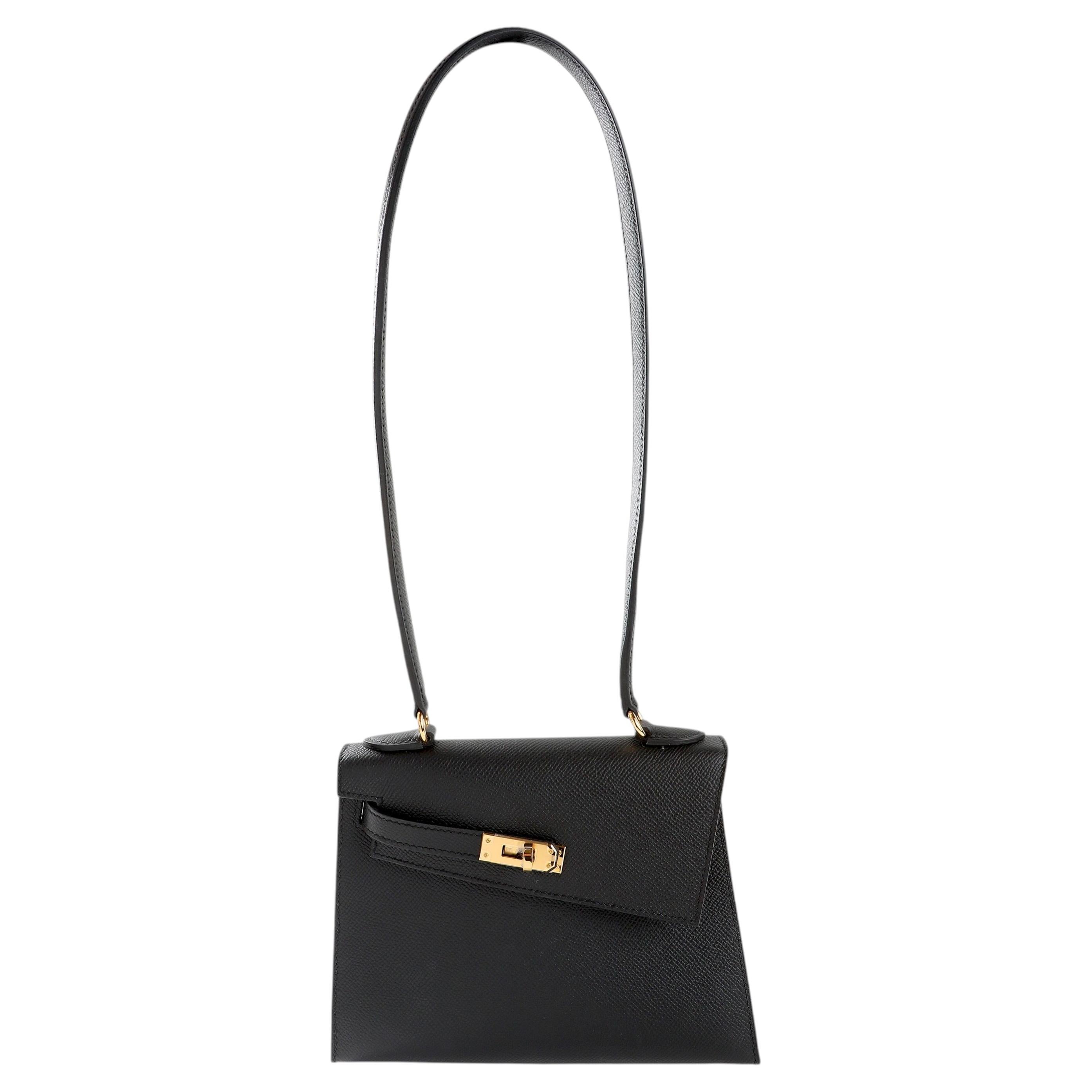 Hermès Kelly En Desordre 20cm Black Epsom Sellier Leather w GH
