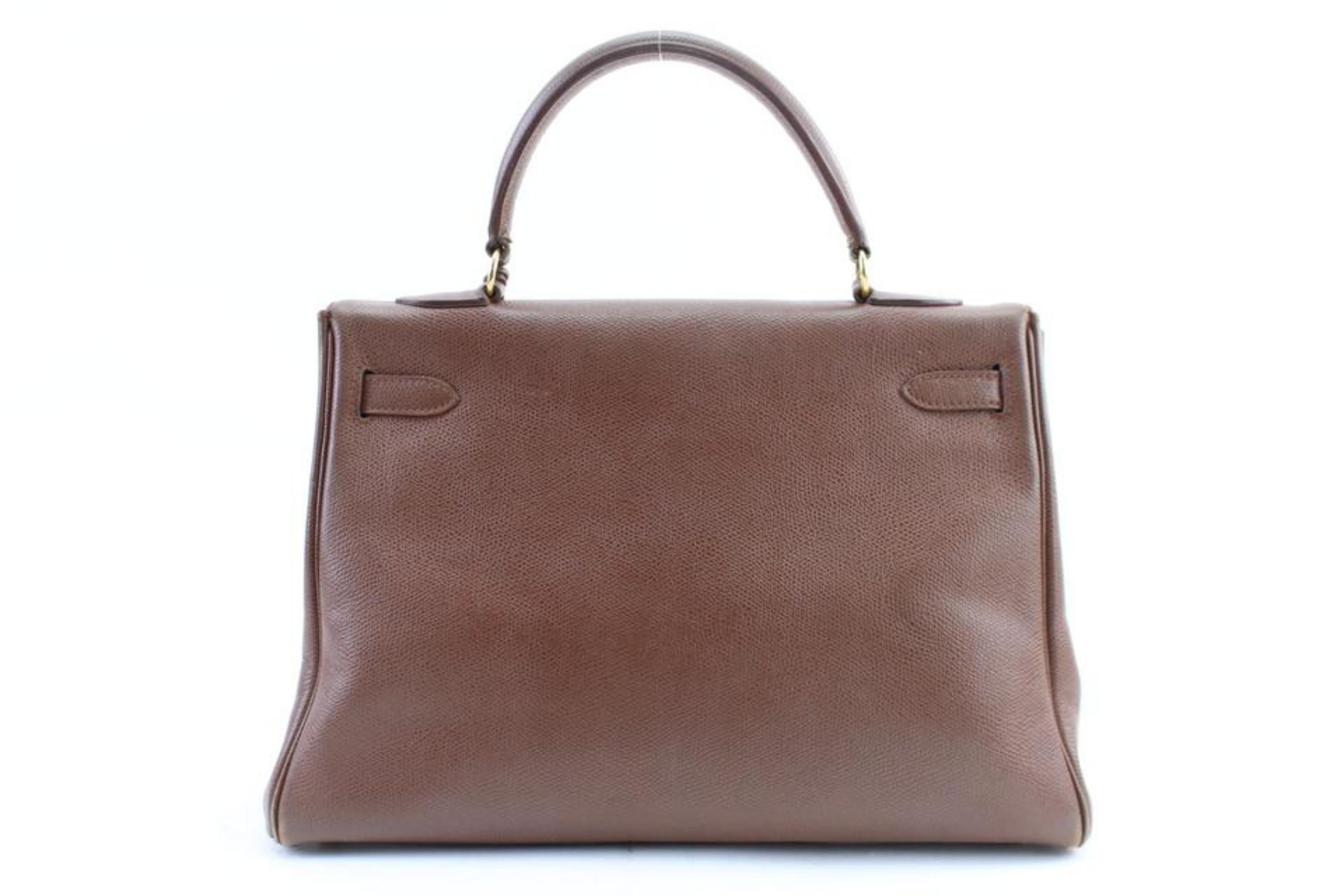 Hermès Kelly Epsom 32 28hr0207 Brown Leather Satchel For Sale 6