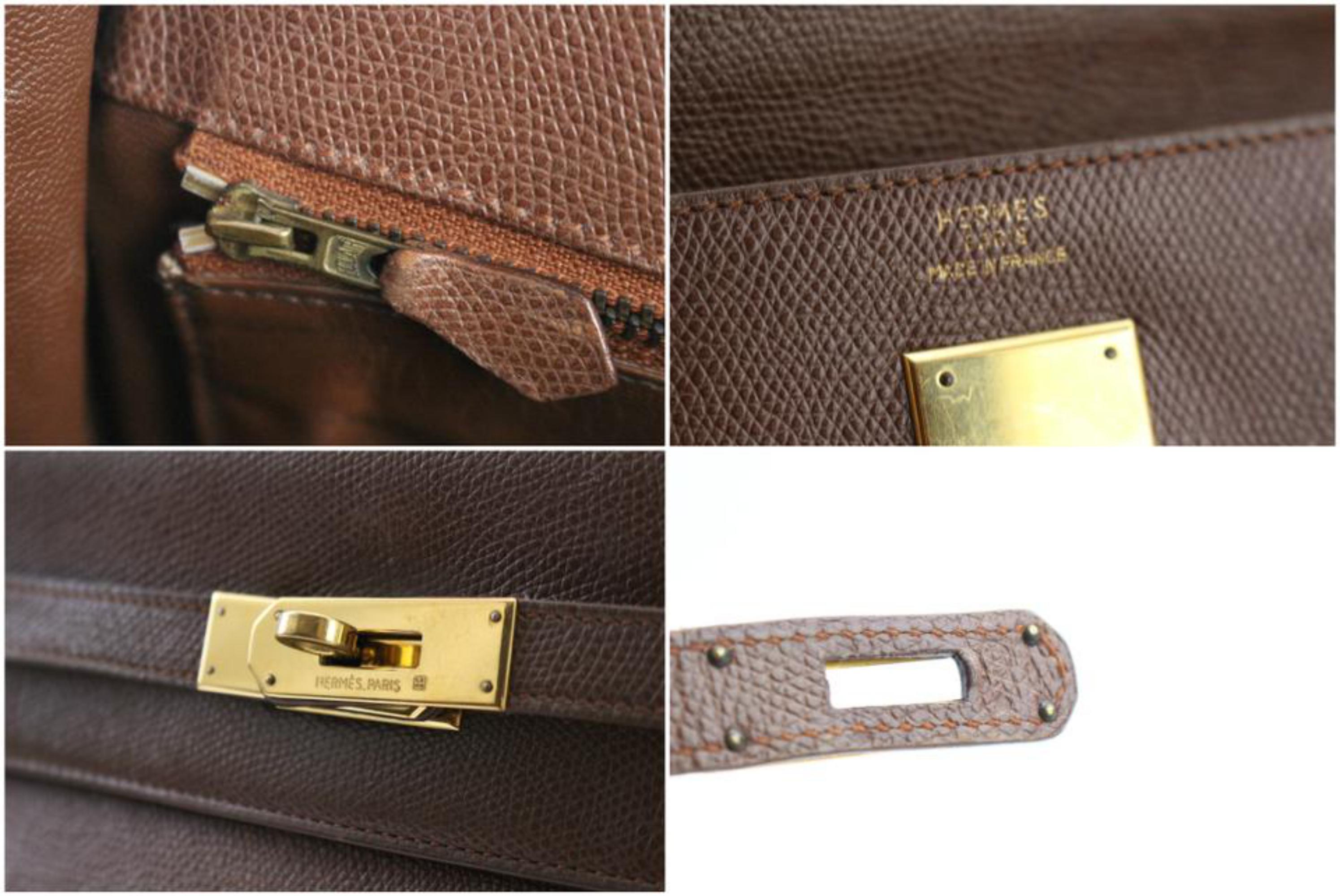 Hermès Kelly Epsom 32 28hr0207 Brown Leather Satchel In Good Condition For Sale In Forest Hills, NY
