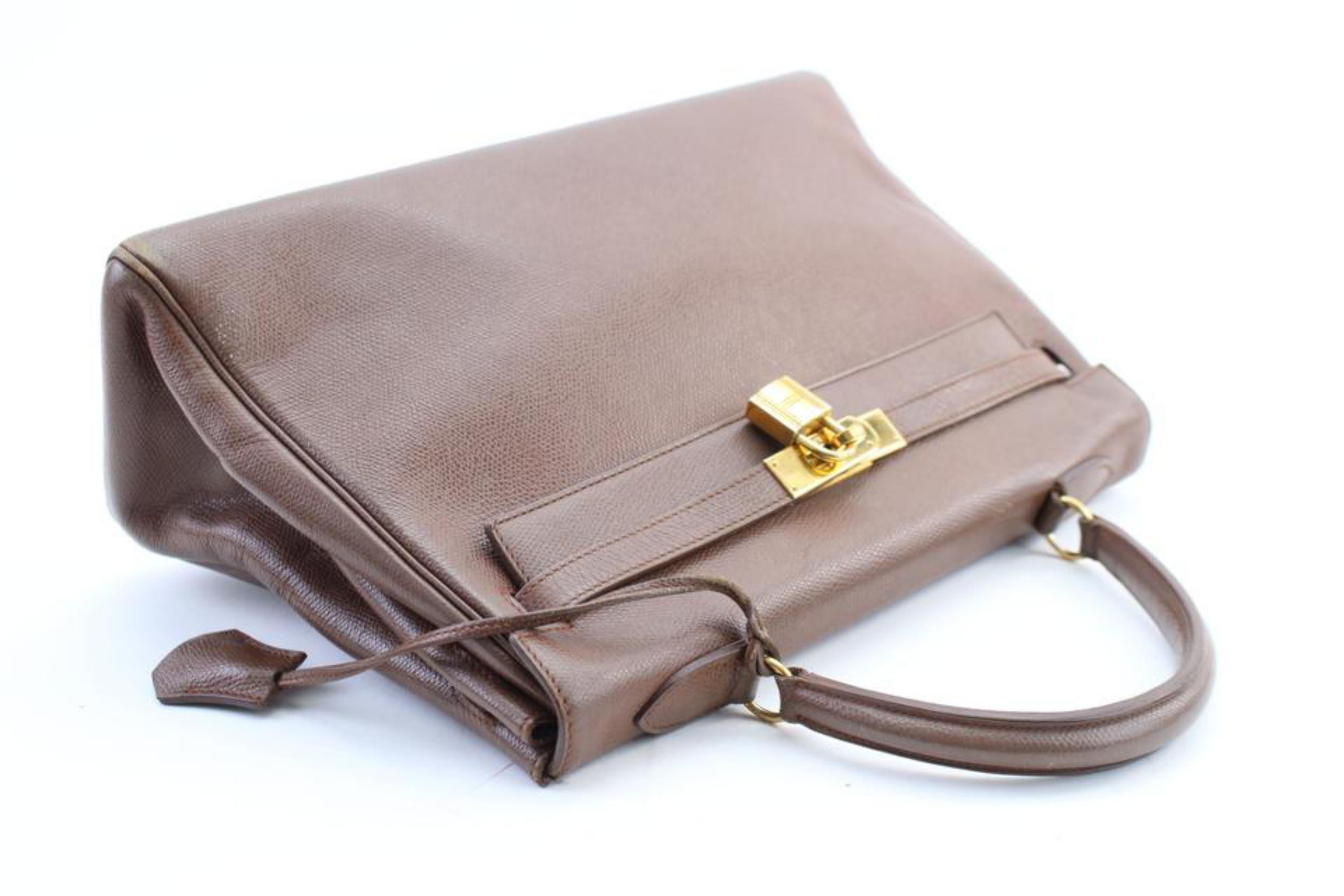 Hermès Kelly Epsom 32 28hr0207 Brown Leather Satchel For Sale 4