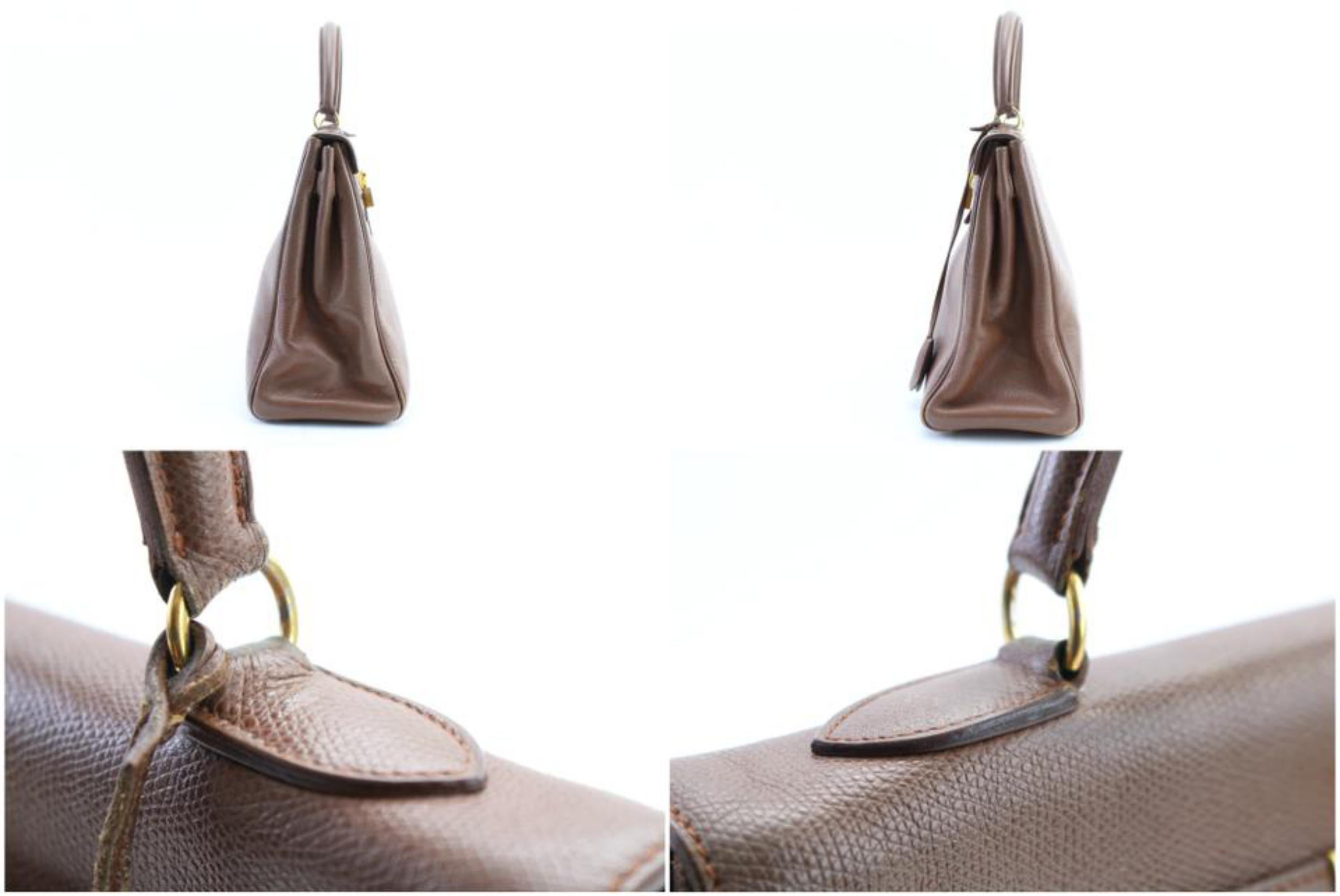 Hermès Kelly Epsom 32 28hr0207 Brown Leather Satchel For Sale 5