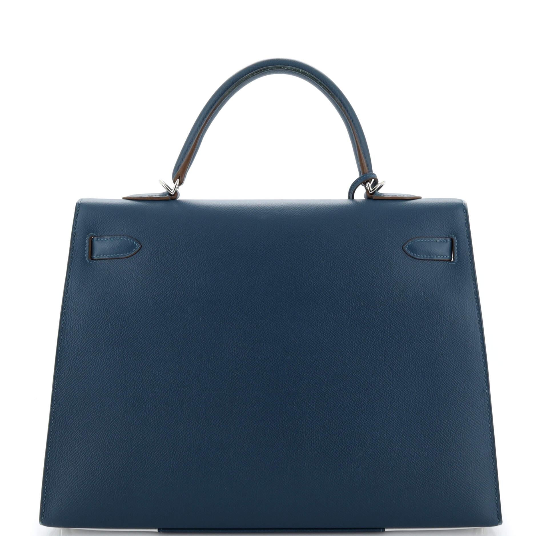 Hermes Kelly Flag Handbag Epsom 35 In Fair Condition For Sale In NY, NY