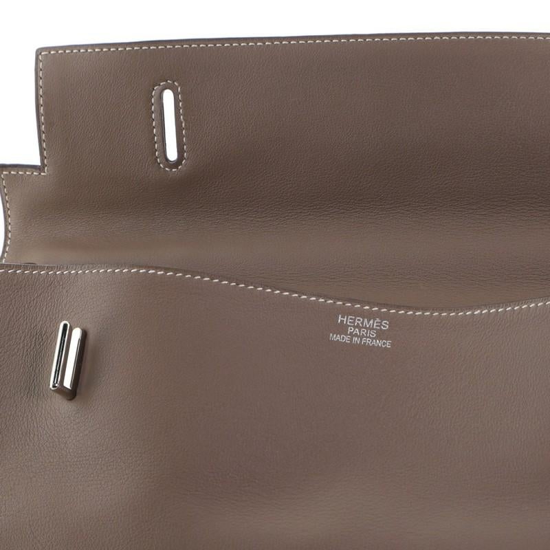 Hermes Kelly Flat Handbag Etoupe Swift With Palladium Hardware 35 2