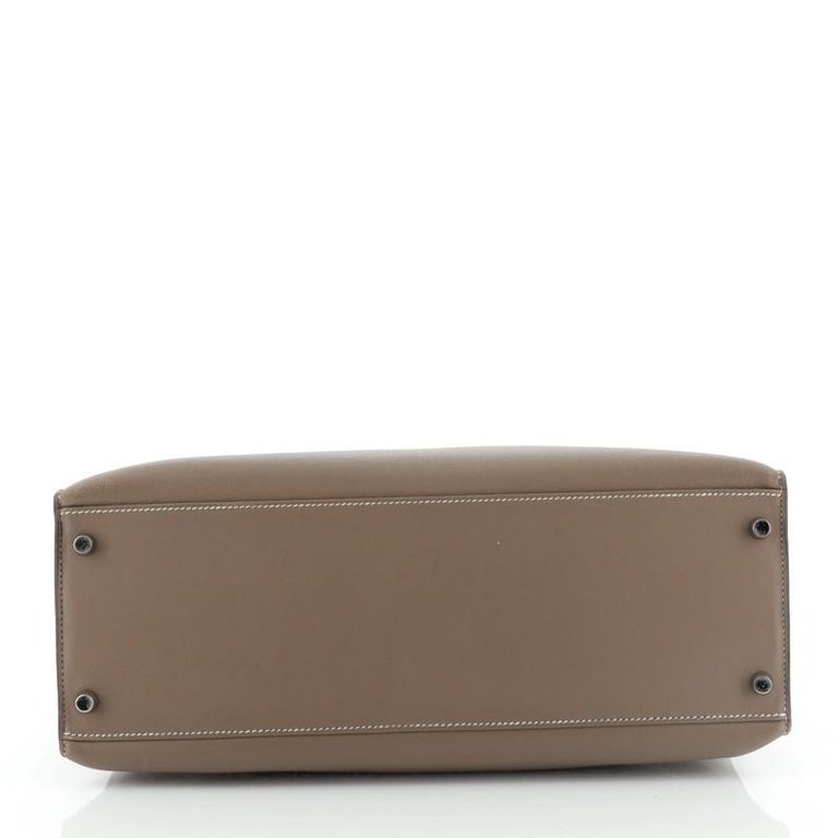 Hermes Kelly Flat Handbag Etoupe Swift With Palladium Hardware 35 at ...