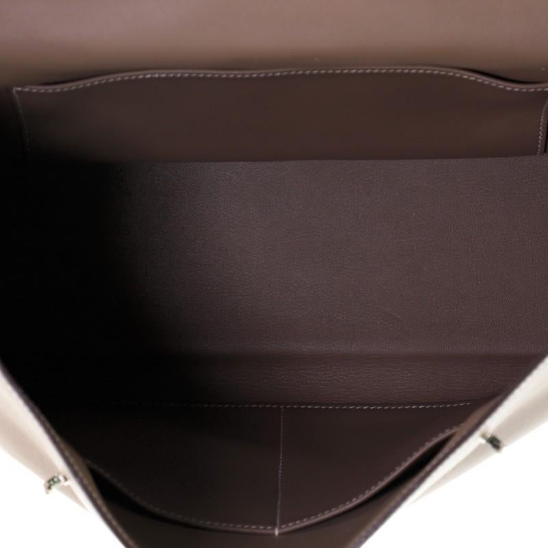 Brown Hermes Kelly Flat Handbag Etoupe Swift With Palladium Hardware 35