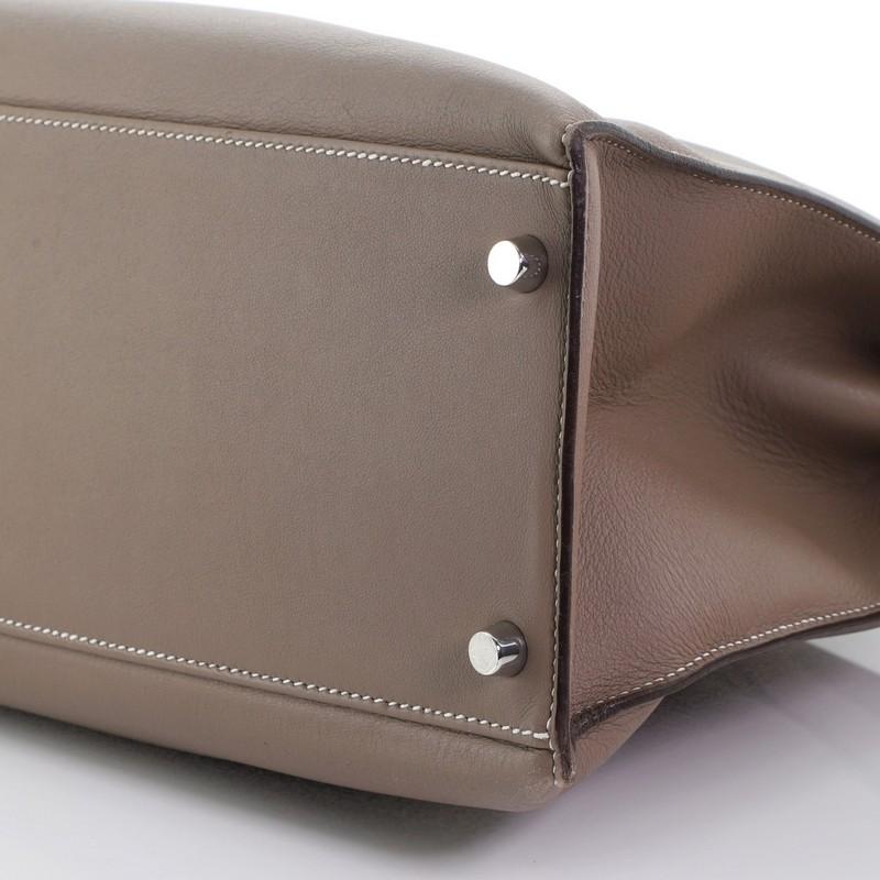 Hermes Kelly Flat Handbag Etoupe Swift With Palladium Hardware 35 1