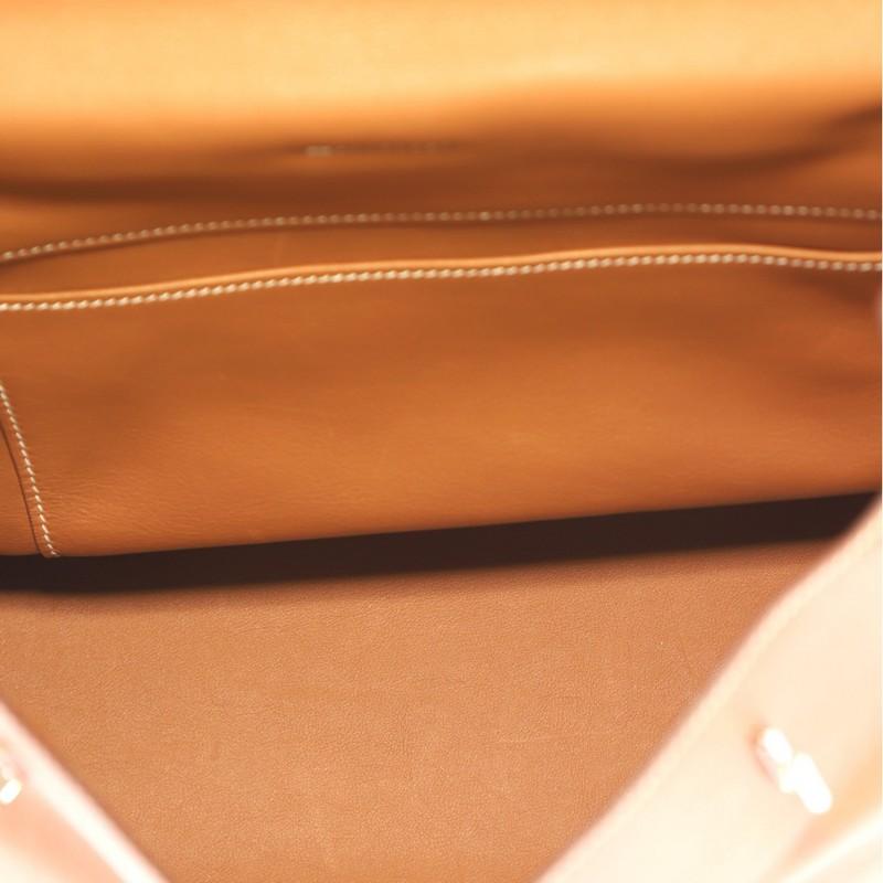 Brown Hermes Kelly Flat Handbag Gold Swift with Palladium Hardware 35