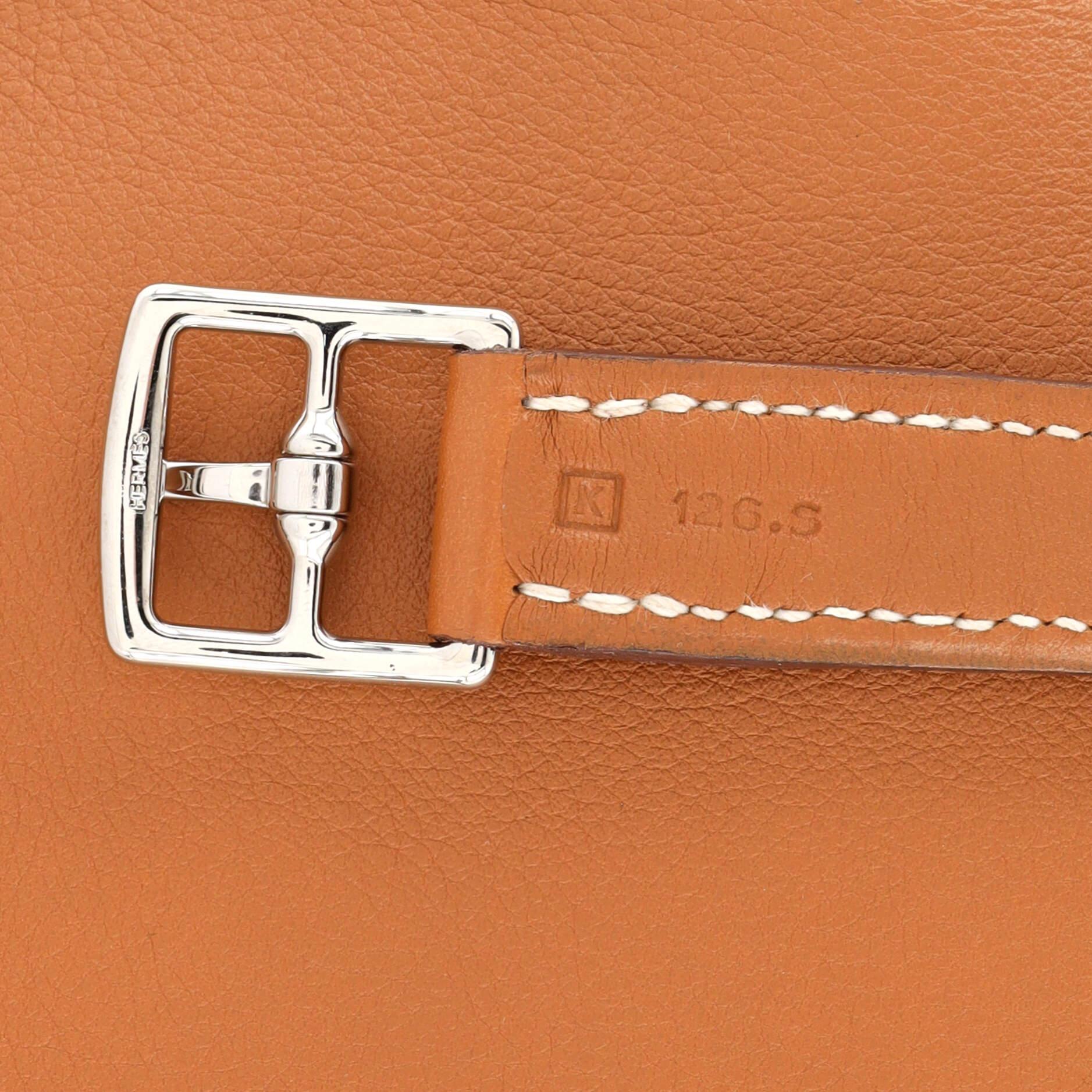 Hermes Kelly Flat Handbag Gold Swift with Palladium Hardware 35 5