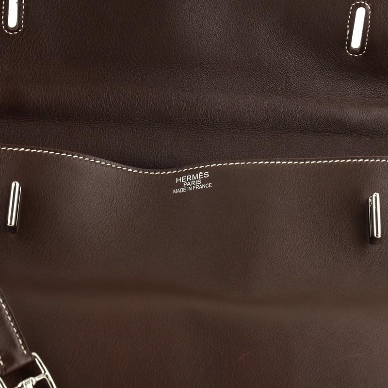 Black Hermes Kelly Flat Handbag Havane Swift with Palladium Hardware 35